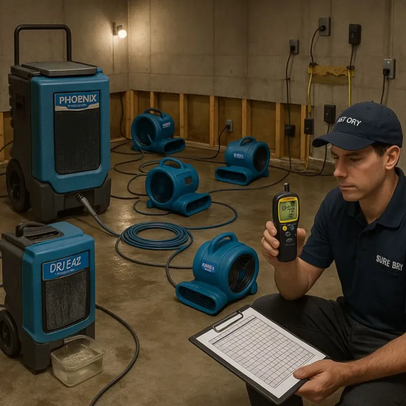 Structural Drying and Dehumidification process in Rheems, PA